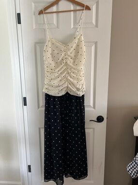 H&M Cream and Black Polka Dot Maxi Dress